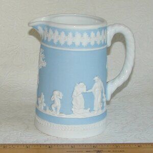Dudson Jasperware JUG / PITCHER by Two's Company, Blue/White, Rope Handle Repro?
